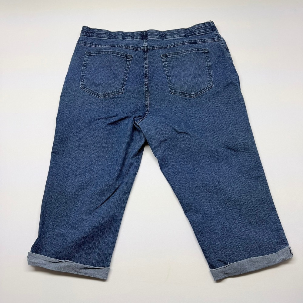 Riders by Lee Womens Blue Cuffed Capri Jeans Medium Wash Stretch 16W - Picture 2 of 9